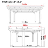 [10X12FT] Alora Premium Outdoor All-Season Backyard Patio Cedar Wood Gazebo Pergola With Arched Roof (SAK42915)