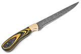 Custom Handmade Damascus Fillet Knife - 12" with Pakka Wood Handle and Brass Bolster