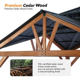 [12X12FT] Alora Premium Outdoor Cedar Wood Hardtop Gazebo With Galvanized Steel Roof (SAK31864)