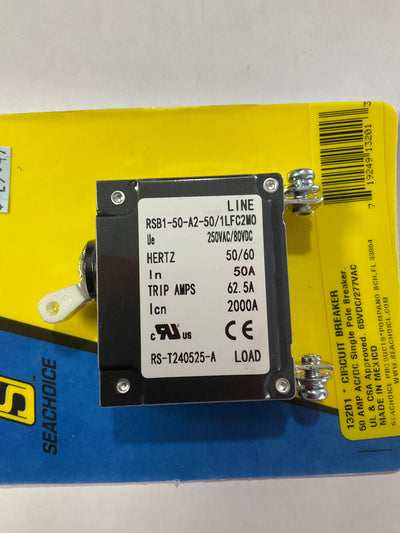 50Amp AC/DC Panel Breaker Single White Actuator