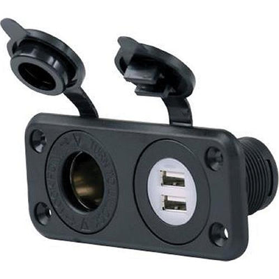 12v Dual USB & Recp Combo w/plug