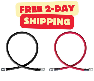 4 Gauge (AWG) Black and Red Pure Copper Battery Cable Wire with Lug Connector Ring Terminals