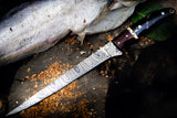 Custom Handmade 13-Inch Damascus Steel Fillet Knife with Buffalo Horn Handle