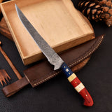 Best Handmade Damascus Steel Fillet Knife – Pakkawood Handle with Leather Sheath | Premium Fishing Fillet Knife
