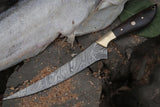 Custom Handmade 13-Inch Damascus Steel Fillet Knife with Rosewood Handle and Brass Bolster