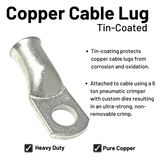 6 Gauge (AWG) Black and Red Pure Copper Battery Cable Wire with Lug Connector Ring Terminals