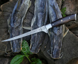 Custom Handmade 13-Inch Damascus Steel Fillet Knife with Rosewood Handle and Steel Bolster