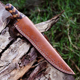 Fishing Fillet Knife - Handmade Damascus Steel Best Fillet Knife with Rosewood and Olive Wood Handle & Leather Sheath
