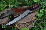 Custom Handmade Damascus Fishing Fillet Knife - 13" Blade with Wenge Wood and Micarta Handle & Leather Sheath | Best Flexible Fillet Knives