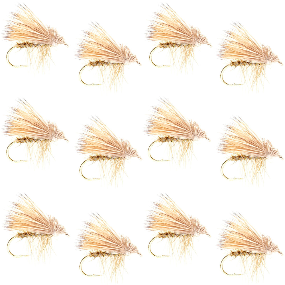 Barbless Yellow Elk Hair Caddis Classic Trout Dry Flies 1 Dozen Flies Size 16
