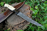Custom Handmade Damascus Fishing Fillet Knife - 11" Blade with Wenge Wood and Bone Handle & Leather Sheath | Top Flexible Fillet Knives