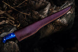 Custom Handmade 13-Inch Damascus Fillet Knife with Blue Resin Handle and Damascus Steel Bolster