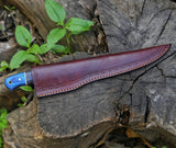 Custom Handmade Damascus Steel Fillet Knife with Pakka Wood Handle - 13" Overall Length