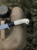 Custom Handmade Damascus Steel Fillet Knife with Wenge Wood and Bone Handle - Includes Leather Sheath