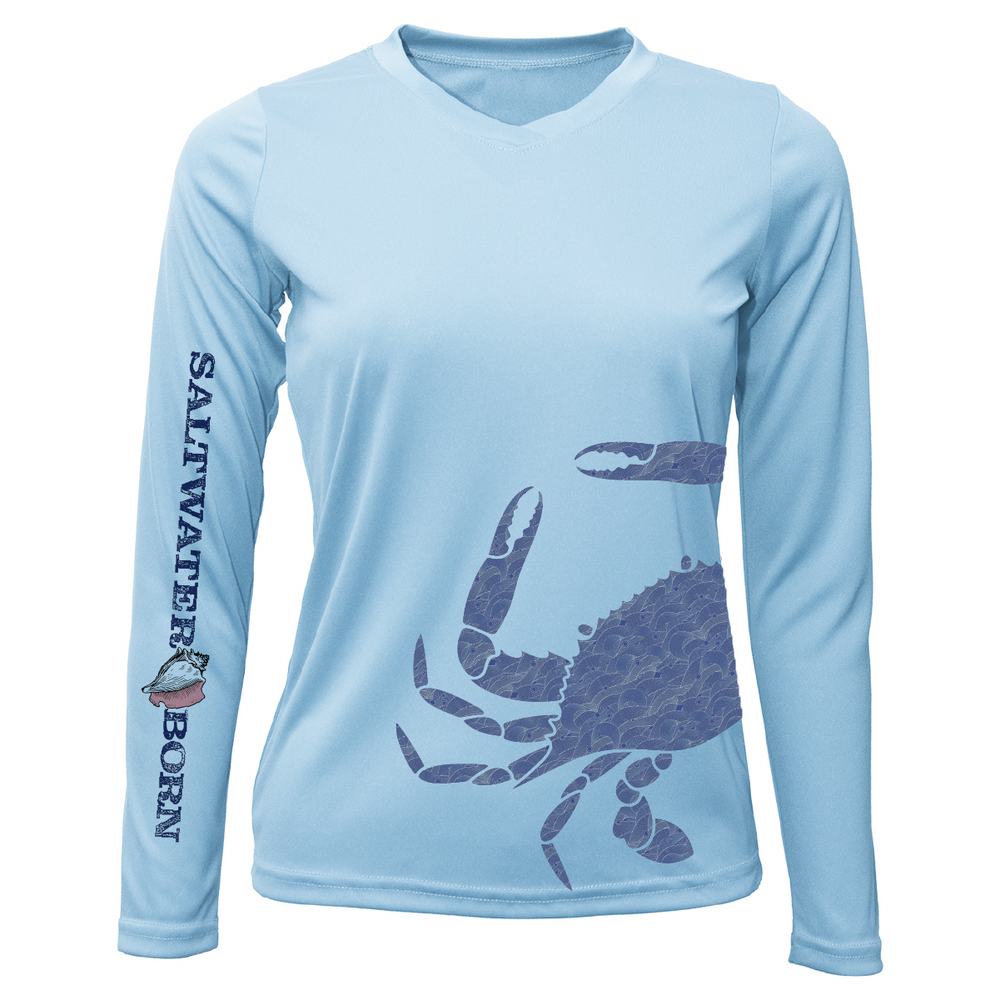 Blue Crab Wrap Women's Long Sleeve UPF 50+ Dry-Fit Shirt