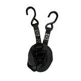 1" Black Ratchet Strap w/Vinyl S Hook  | LENGTH OPTIONS
