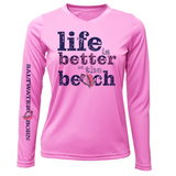 "Life Is Better At The Beach" Conch Women's Long Sleeve UPF 50+ Dry-Fit Shirt (No Back)