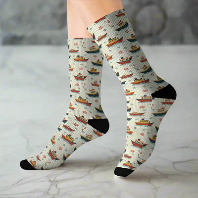 Boat Patterned Socks - Colorful Nautical Gift - DipaliZ