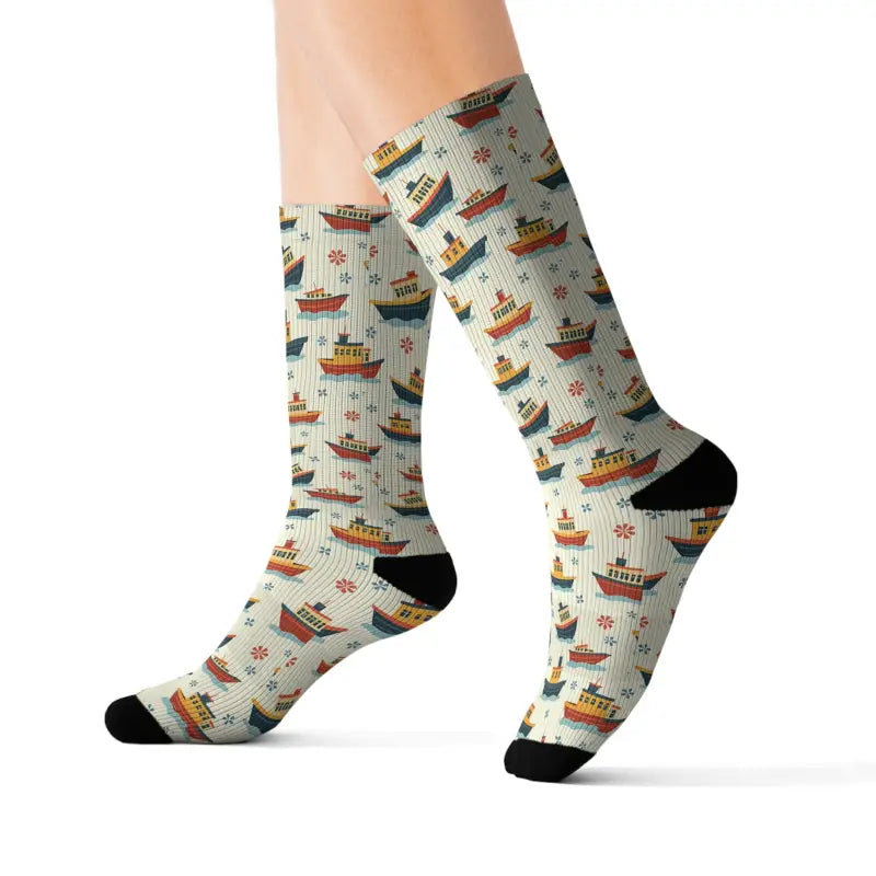 Boat Patterned Socks - Colorful Nautical Gift - DipaliZ