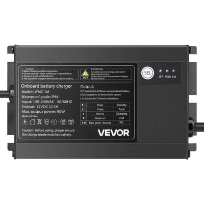 1-Bank 5A 12V Smart Marine Battery Charger Onboard IP68 Waterproof Boat RV Yacht