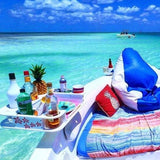 Docktail Butler Boat Table with Adjustable Rod Holder Mount