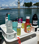 Docktail Butler Boat Table with Adjustable Rod Holder Mount