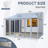 [10X14FT] Heavy-Duty All-Season Aluminum Alloy Patio Sunroom With 3 Lockable Sliding Doors (SAK62713)
