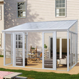 [10X14FT] Heavy-Duty All-Season Aluminum Alloy Patio Sunroom With 3 Lockable Sliding Doors (SAK62713)