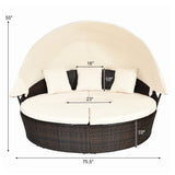 Alora Large Outdoor Patio Rattan Daybed Sofa W/ Adjustable Table Top, Canopy & 3 Pillows, 76" (SAK91254)