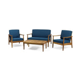 Alora Premium 4-Piece Wooden Outdoor Patio Conversation Seating Set With Cushions (SAK31469)