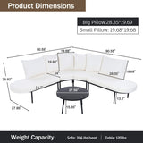 Alora Premium Half-Moon 6-Person Curved All-Weather Outdoor Furniture Sofa Patio Set With Coffee Table And Cushions (SAK76332)
