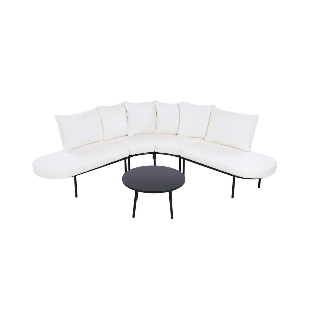 Alora Premium Half-Moon 6-Person Curved All-Weather Outdoor Furniture Sofa Patio Set With Coffee Table And Cushions (SAK76332)