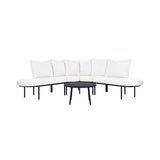 Alora Premium Half-Moon 6-Person Curved All-Weather Outdoor Furniture Sofa Patio Set With Coffee Table And Cushions (SAK76332)
