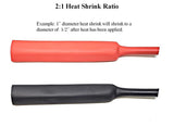 Black 3:1 Dual Wall Adhesive Glue Lined Marine Grade Heat Shrink Tube Tubing - 1/8", 3/16", 1/4", 3/8", 1/2", 3/4", 1", 1.5", 2"